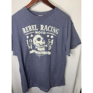 Mens XL Vintage Rebel Racing Skull No‎ Limits Tshirt Short Sleeve Distressed